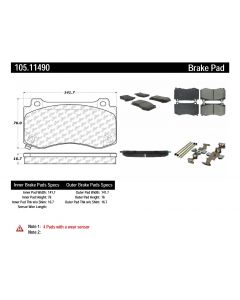 [105.11490]Centric Posi-Quiet Ceramic Brake Pads with Shims and Hardware