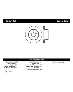 [127.67022L]StopTech Sport Drilled & Slotted Rotor, Left