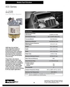 [445R10]Parker Racor FUEL FILTER/WATER SEPARATOR ASSEMBLY (445R10)